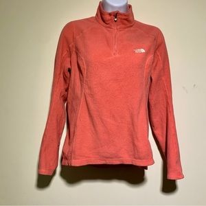 THE NORTH FACE WOMENS SMALL CORAL BASE LAYER THERMAL FLEECE COLLAR 1/4 ZIP